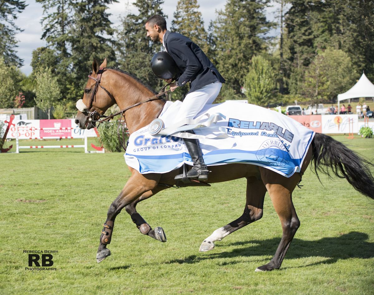 Nayel Nassar (EGY) and Lordan win the Reliable Rentals $100,000 CSI3* Grand Prix at Thunderbird Show Park in Langley B.C. August 21, 2016. Photo - Rebecca Berry