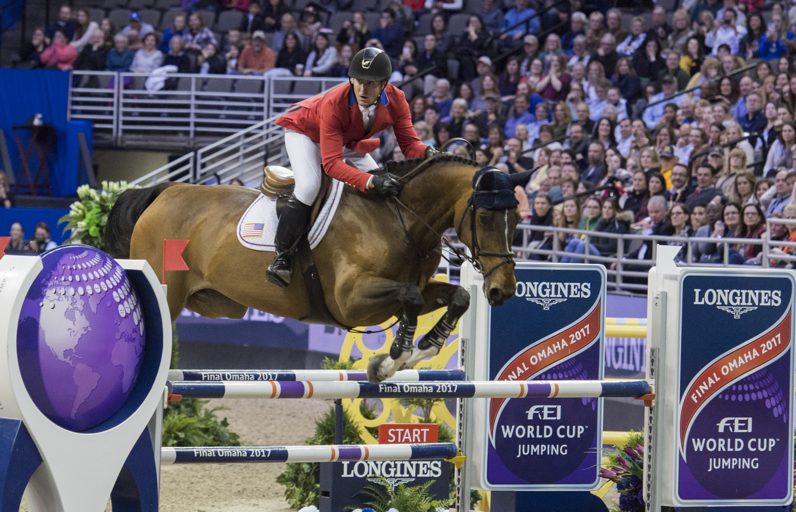 McLain WARD (USA) rides HH AZUR in the Longines FEI World Cup™ Jumping Final II , Omaha USA, March 31 2017 Photo Cara Grimshaw/FEI