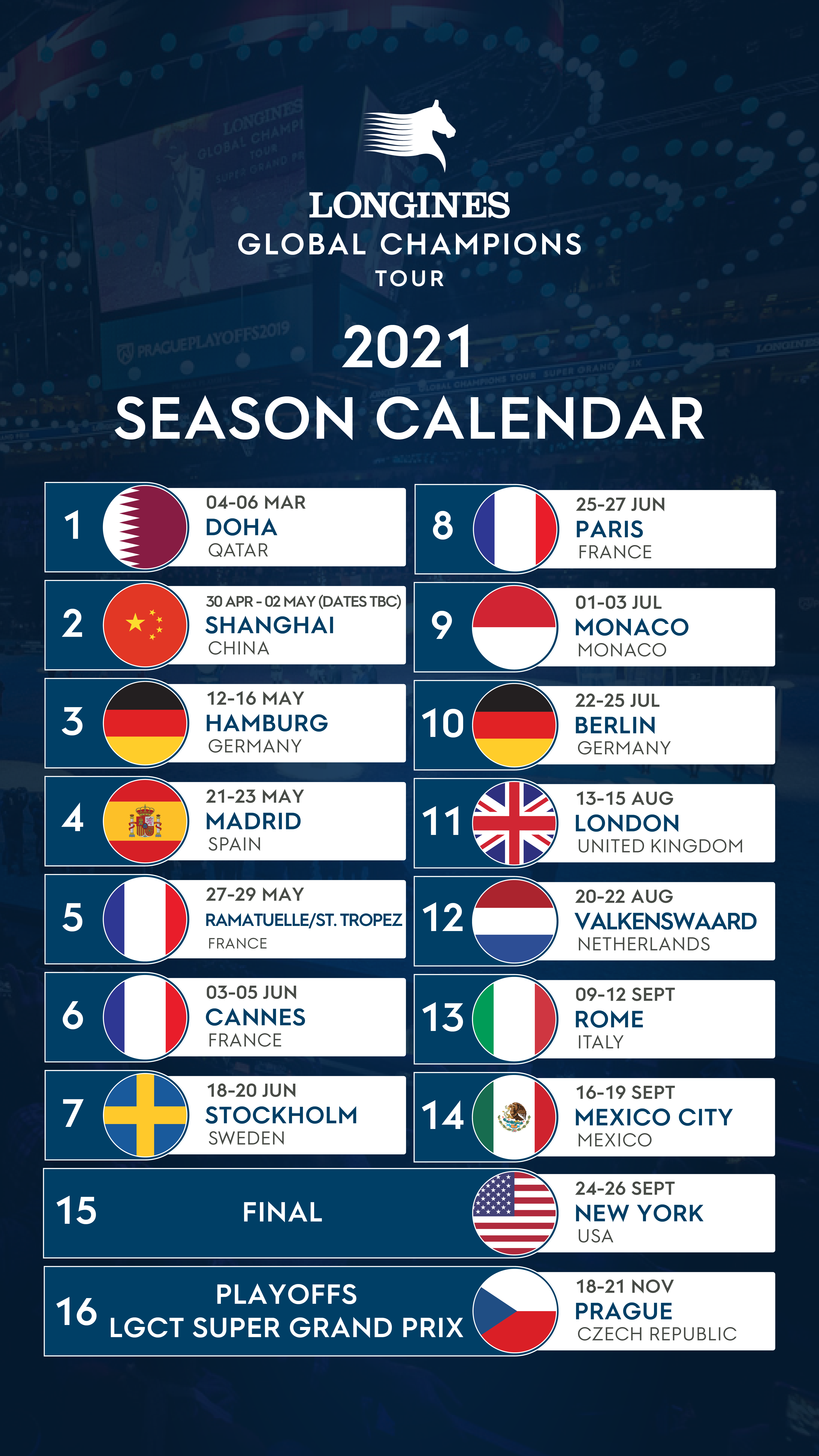 2021 Longines Champions Tour Calendar Revealed - Nation